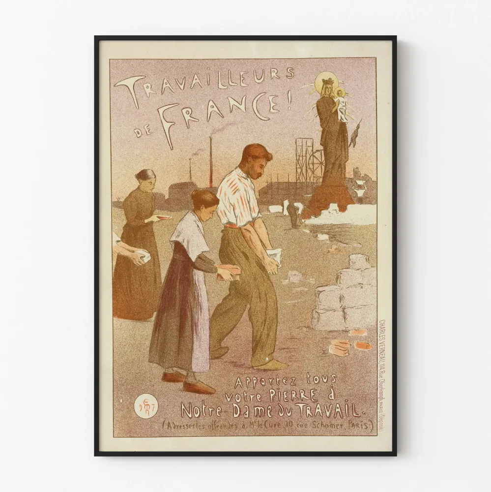 Plakat Pracujmy dla Notre-Dame du Travail - Historyczna dekoracja ścienna