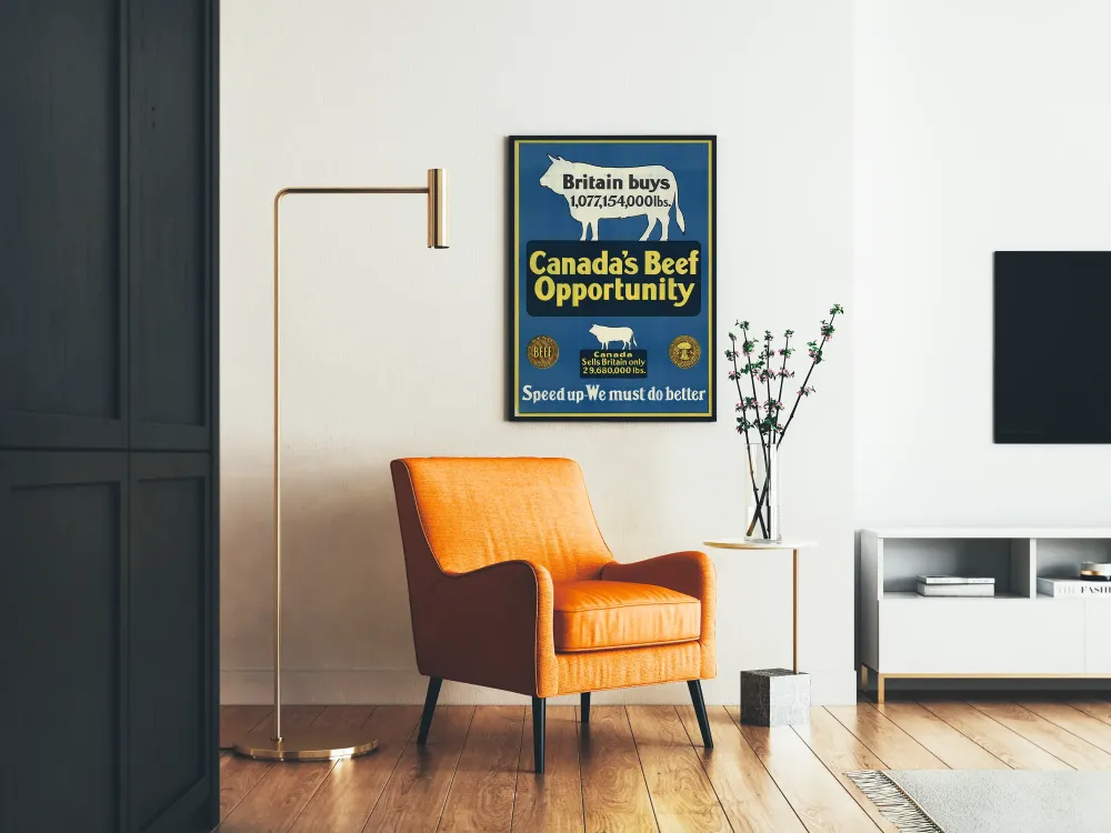 Plakat promocyjny vintage mięsa wołowego Kanada-Bretania