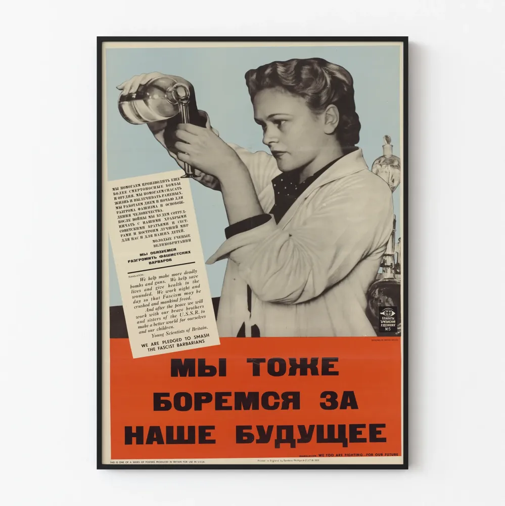 Plakat propagandowy z epoki, naukowy, My też walczymy o naszą przyszłość