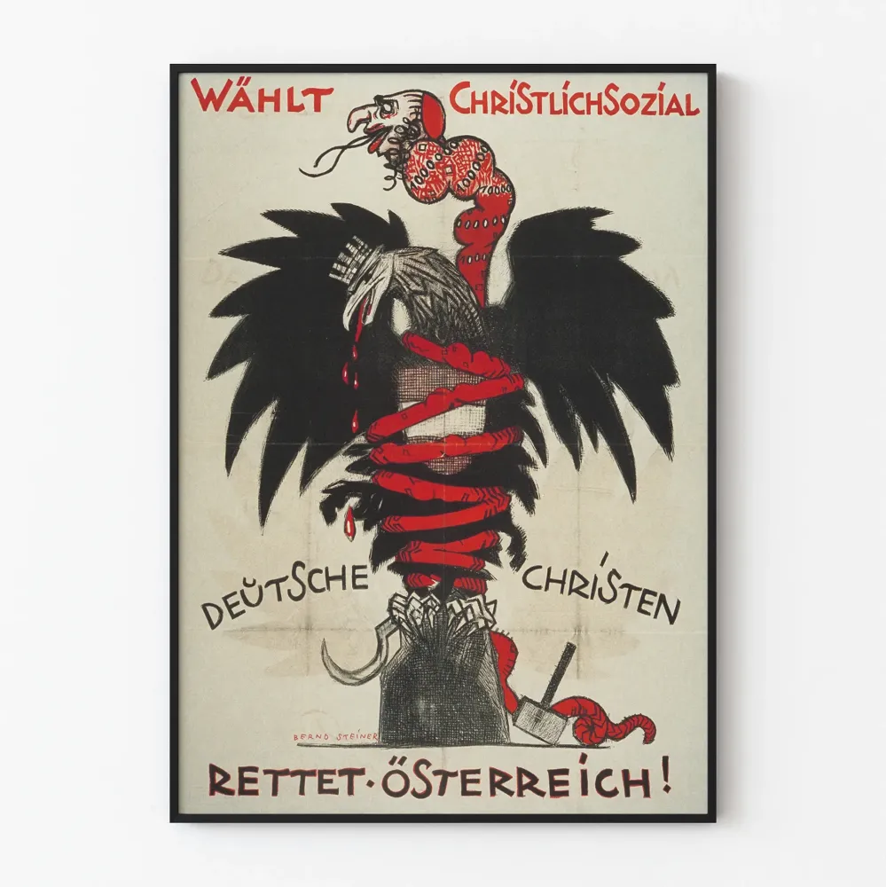 Plakat propagandowy niemieckiej polityki chrześcijańsko-społecznej vintage