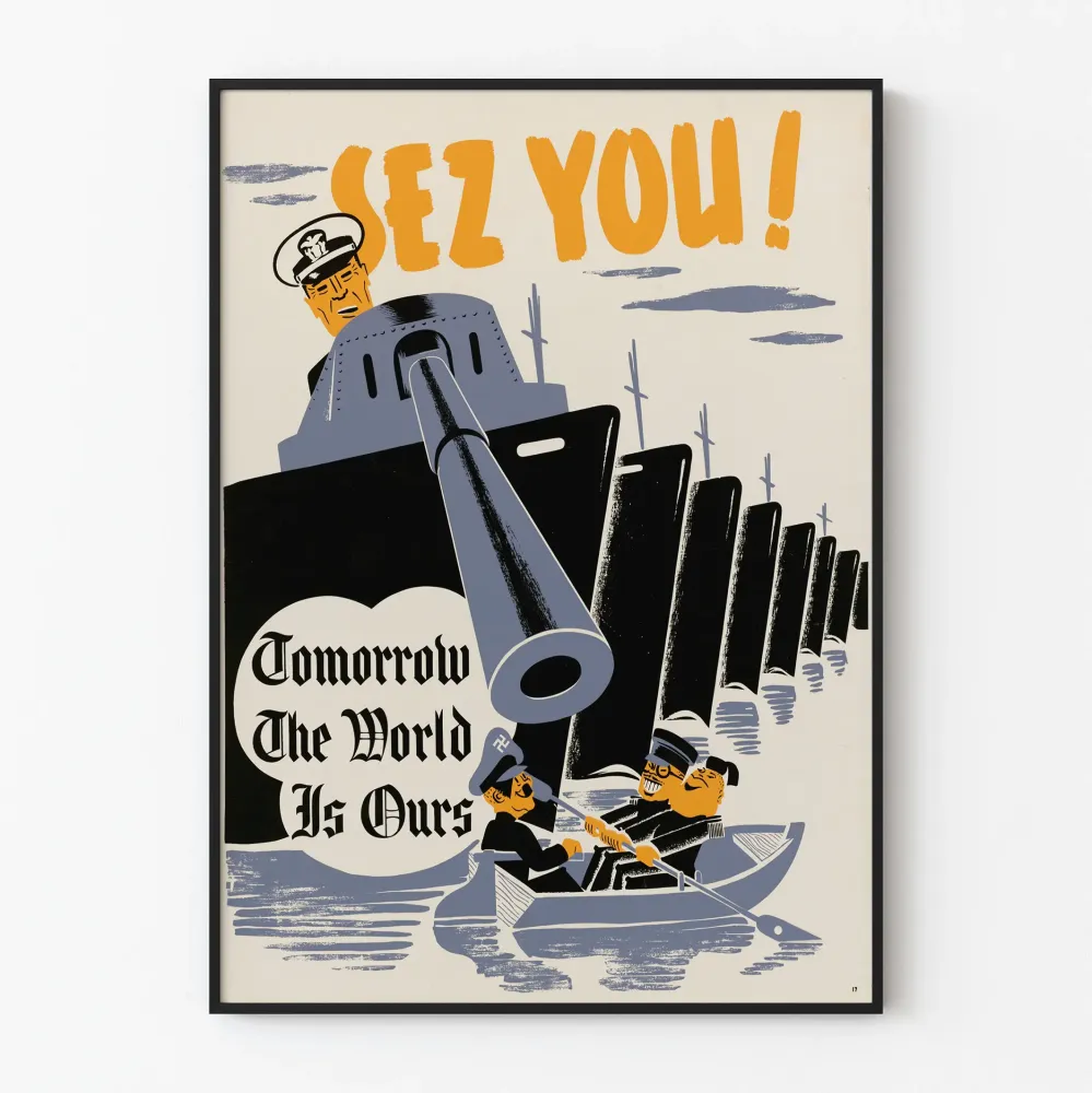 Plakat propagandowy wojskowy vintage „Jutro świat należy do nas”