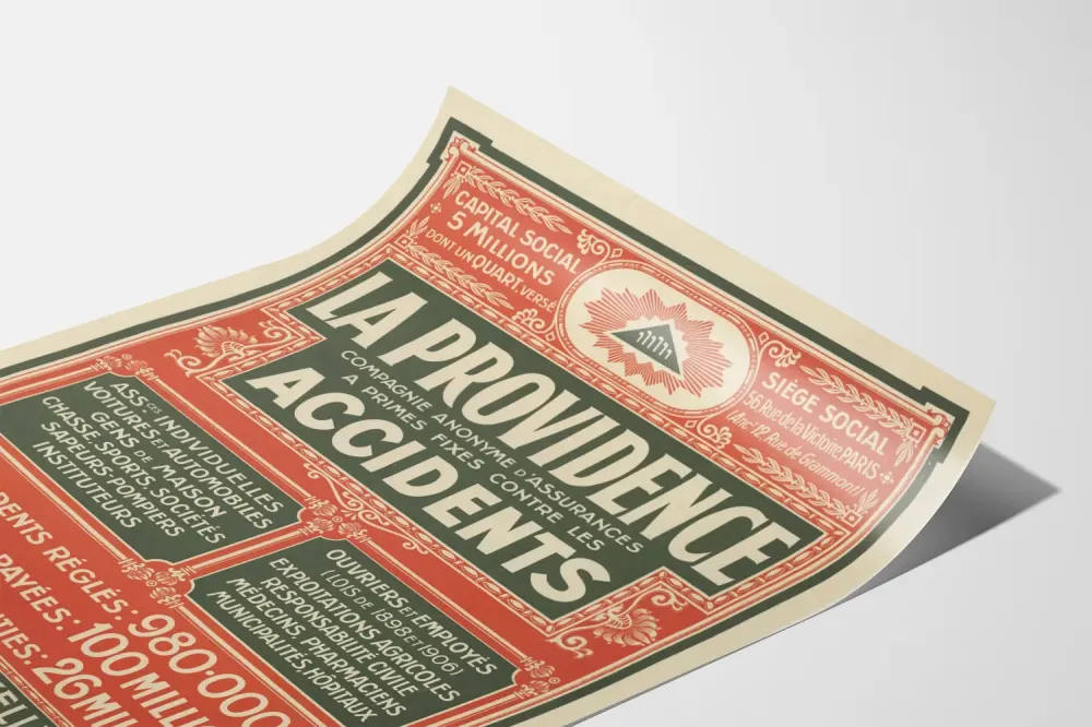 Plakat La Providence Assurance Accidents Paris 1910
