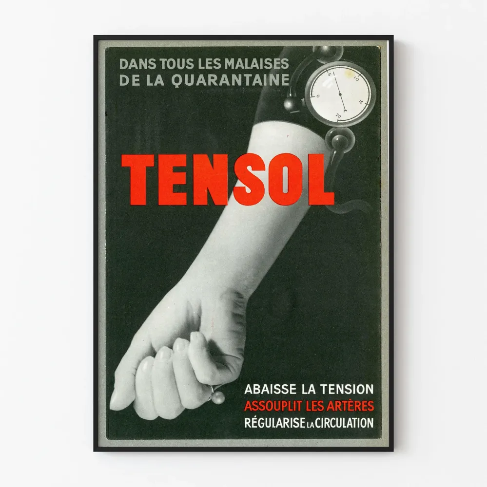 Plakat reklamowy Tensol z epoki dla zdrowia układu sercowo-naczyniowego