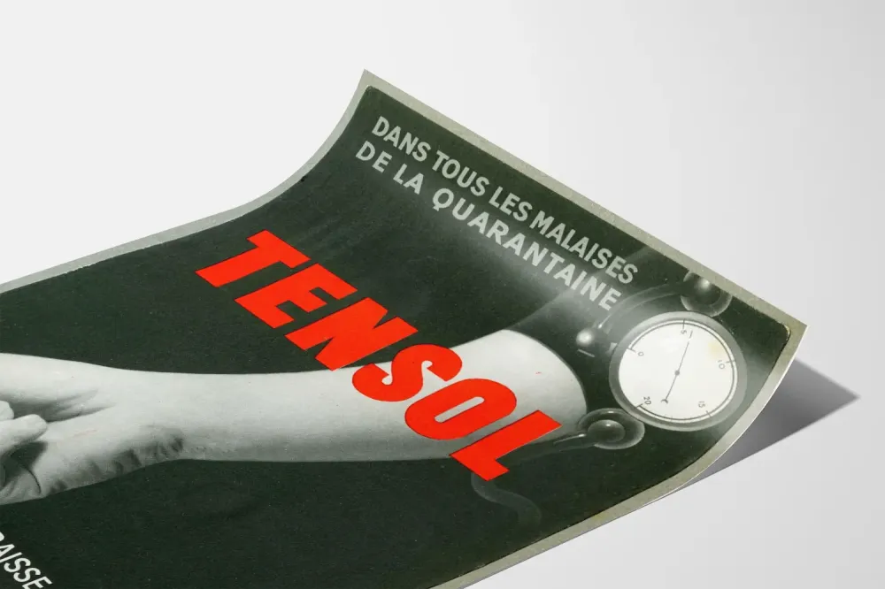 Plakat reklamowy Tensol z epoki dla zdrowia układu sercowo-naczyniowego