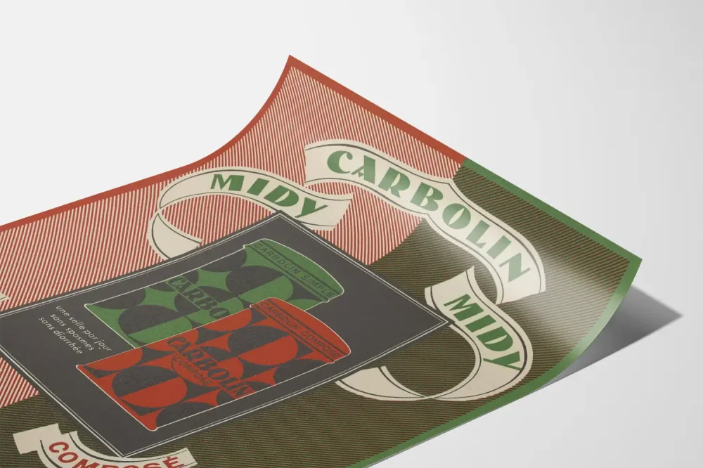 Plakat reklamowy vintage Carbolin Midy