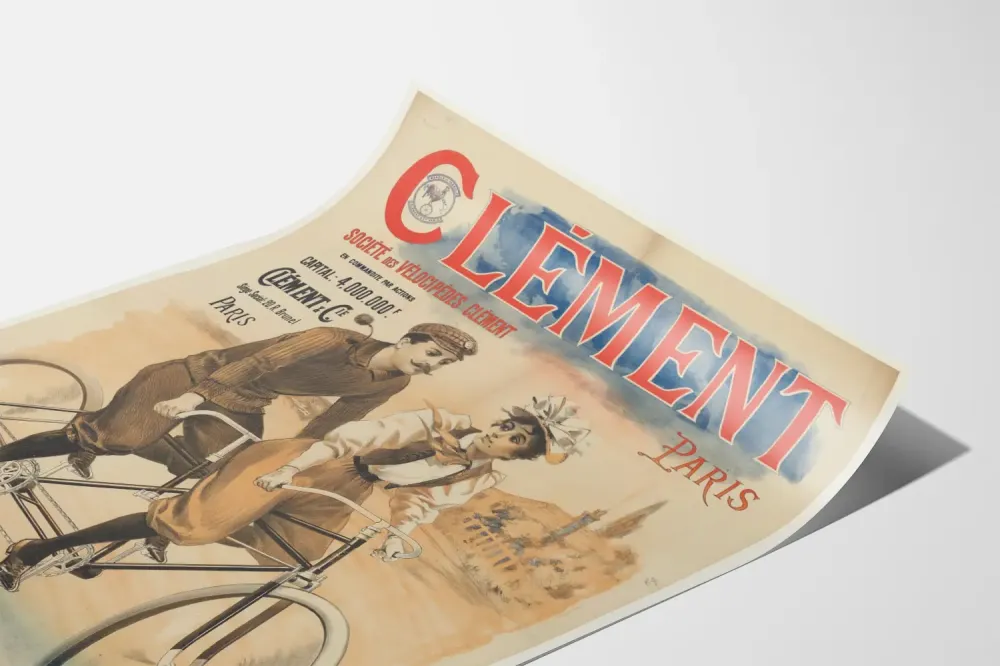 Plakat reklamowy vintage Clément Société des Vélocipèdes Paris