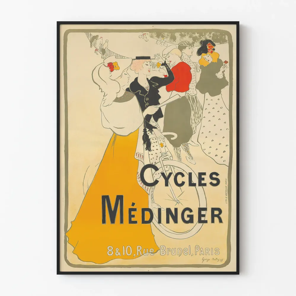 Plakat reklamowy vintage Cycles Médinger