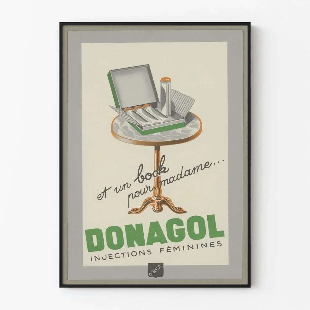 Plakat reklamowy vintage Donagol injekcje kobiece