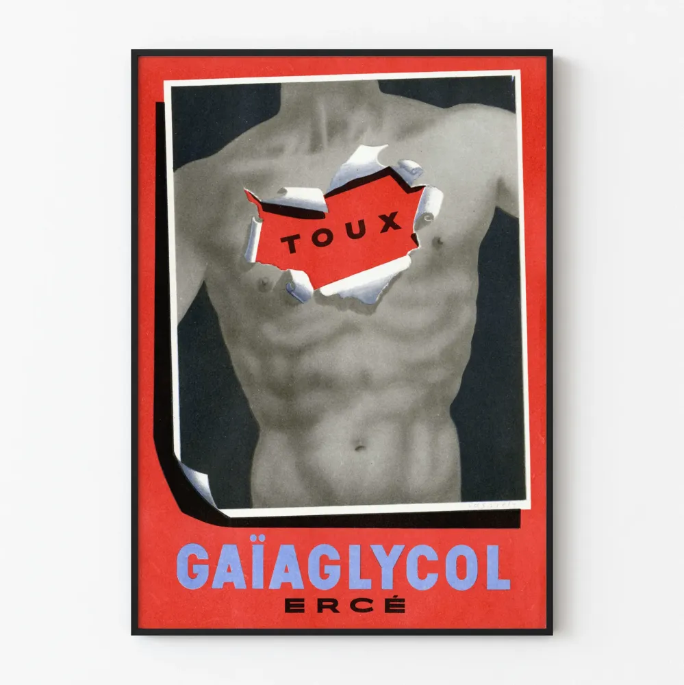 Plakat reklamowy vintage Gaïaglycol Toux