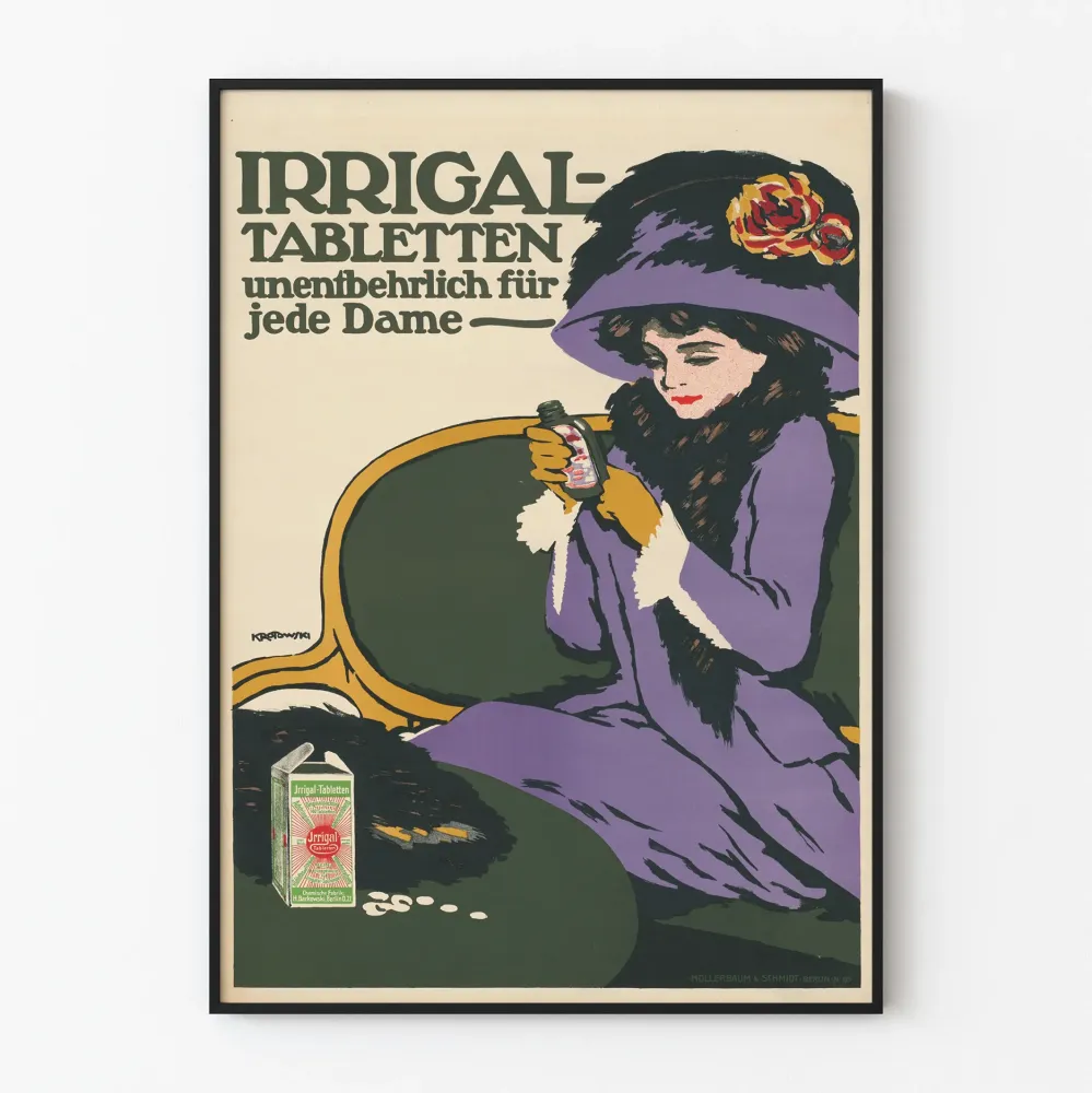 Plakat reklamowy vintage Irrigal Tabletten