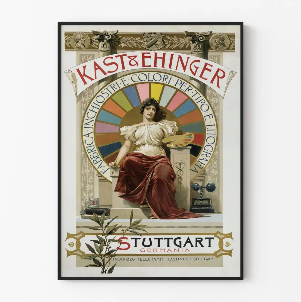 Plakat reklamowy vintage Kast & Ehinger Stuttgart