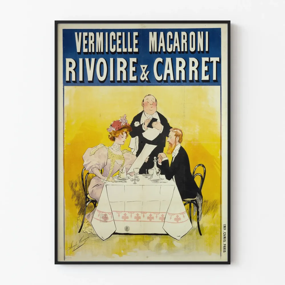 Plakat reklamowy vintage z makaronem vermicelli Rivoire & Carret