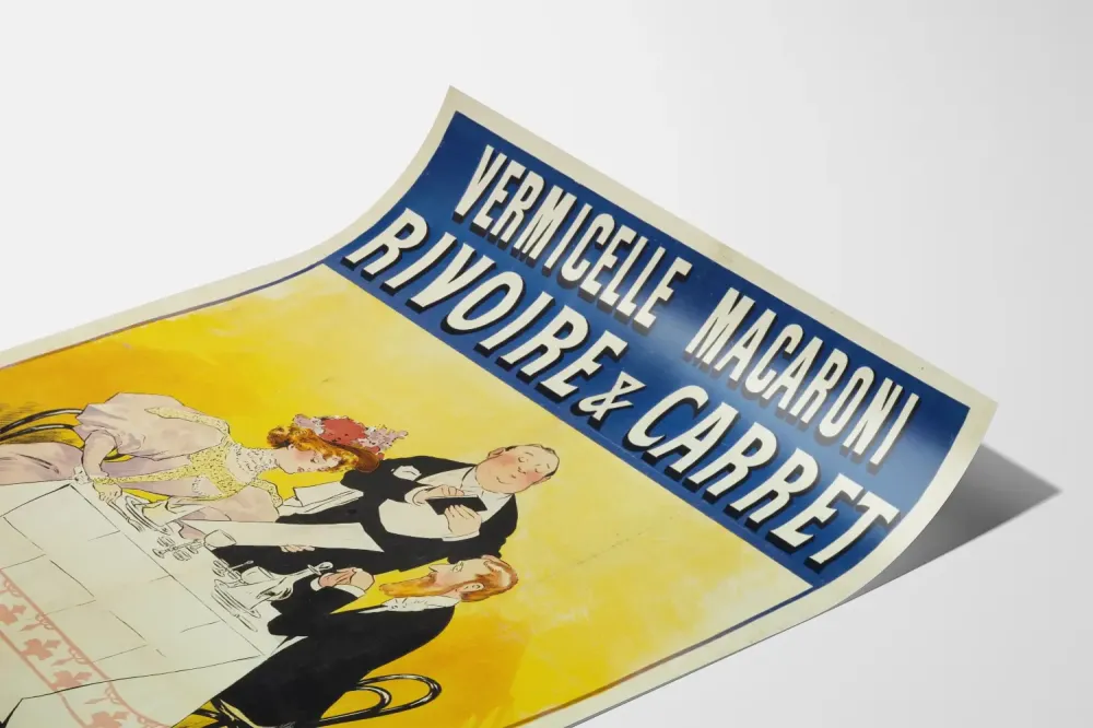 Plakat reklamowy vintage z makaronem vermicelli Rivoire & Carret