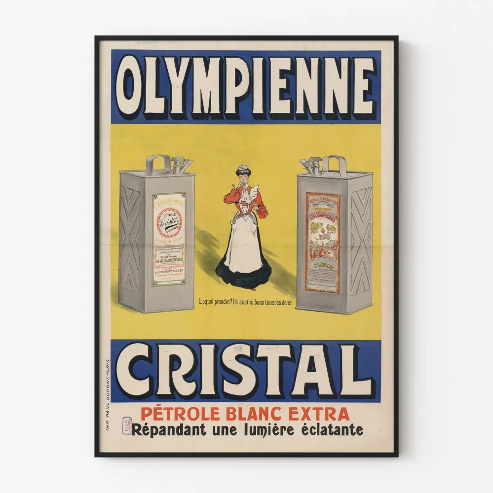 Plakat reklamowy vintage Olympienne Cristal Pétrole Blanc Extra
