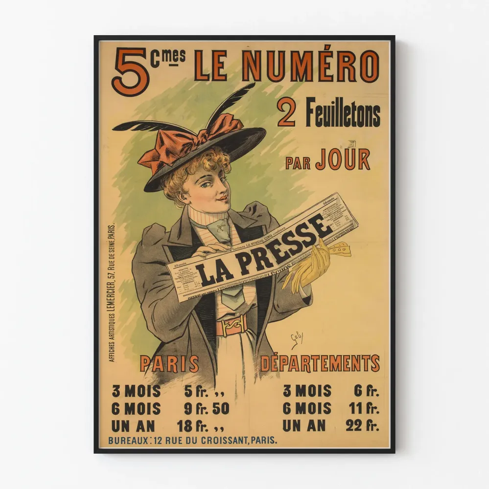 Plakat reklamowy vintage - Prasa, 2 felietony dziennie