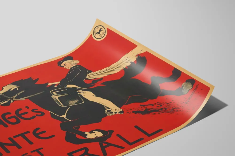 Plakat reklamowy vintage Runges Tinte na koniu