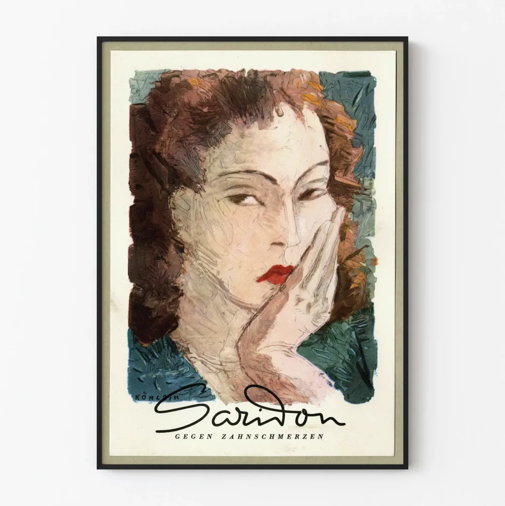 Plakat reklamowy vintage Saridon na ból zębów