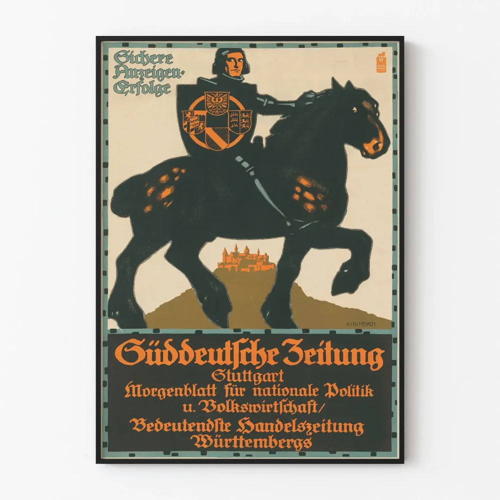 Plakat reklamowy vintage Süddeutsche Zeitung Stuttgart