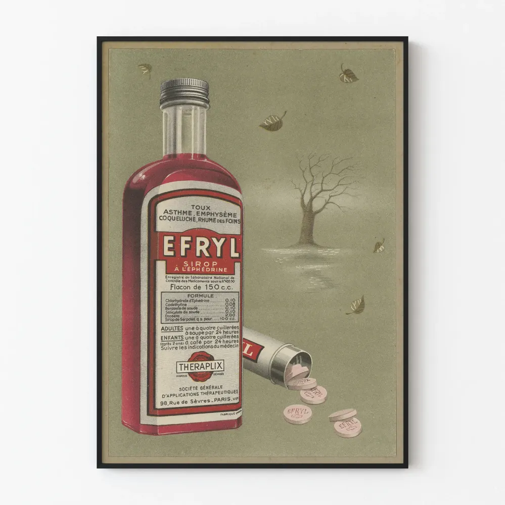 Plakat reklamowy vintage syrop Efryl z efedryną