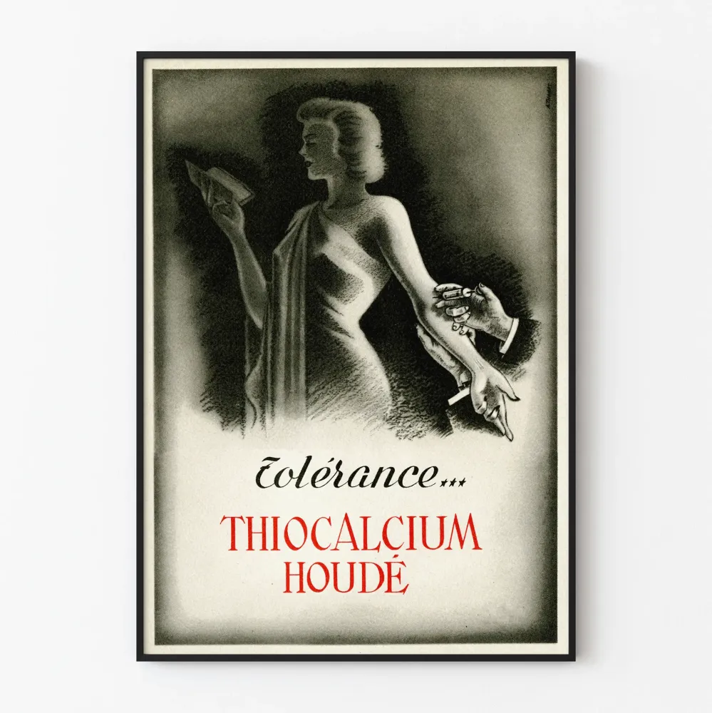 Plakat reklamowy vintage Thiocalcium Houdé Tolerancja