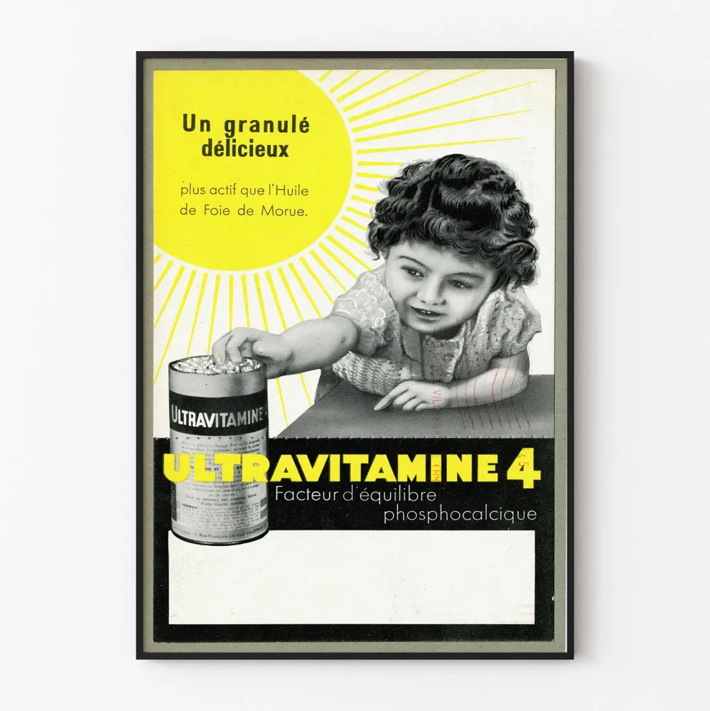Plakat reklamowy vintage UltravITamina 4 granulki