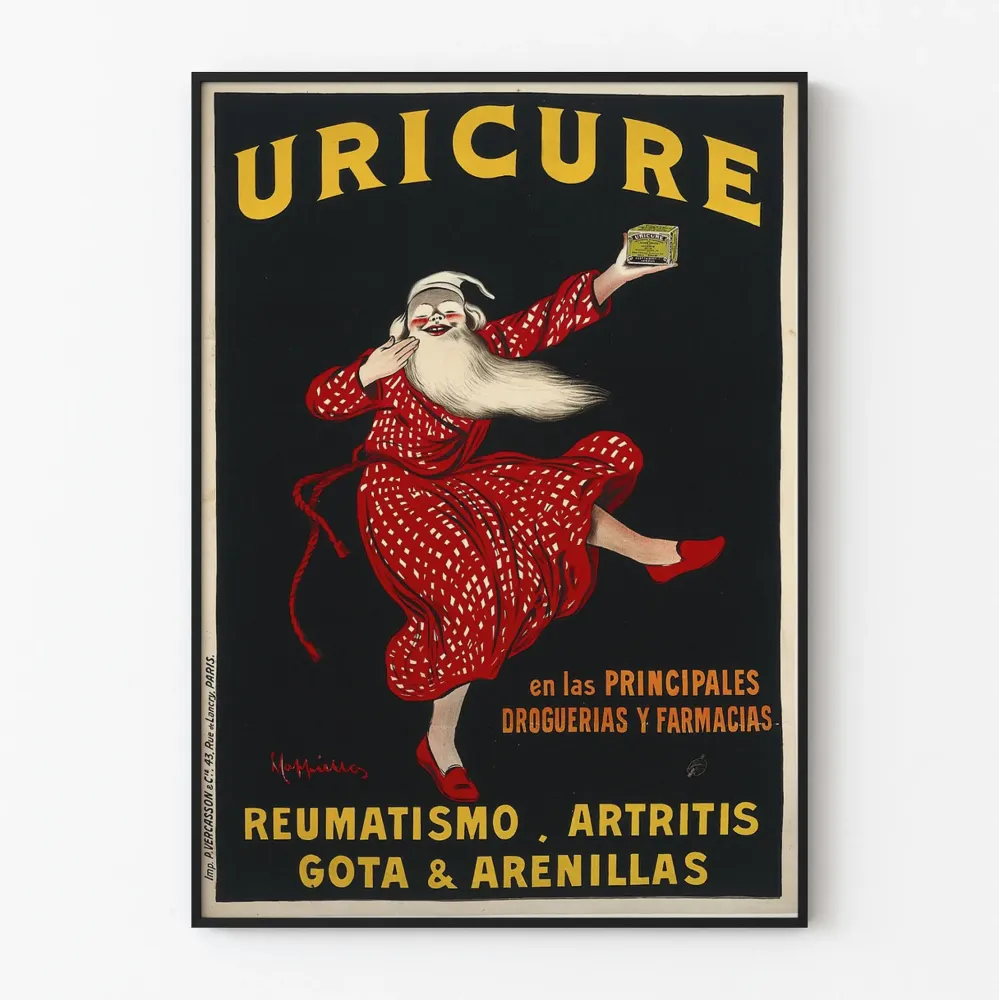 Plakat reklamowy vintage URICURE na reumatyzm i artretyzm