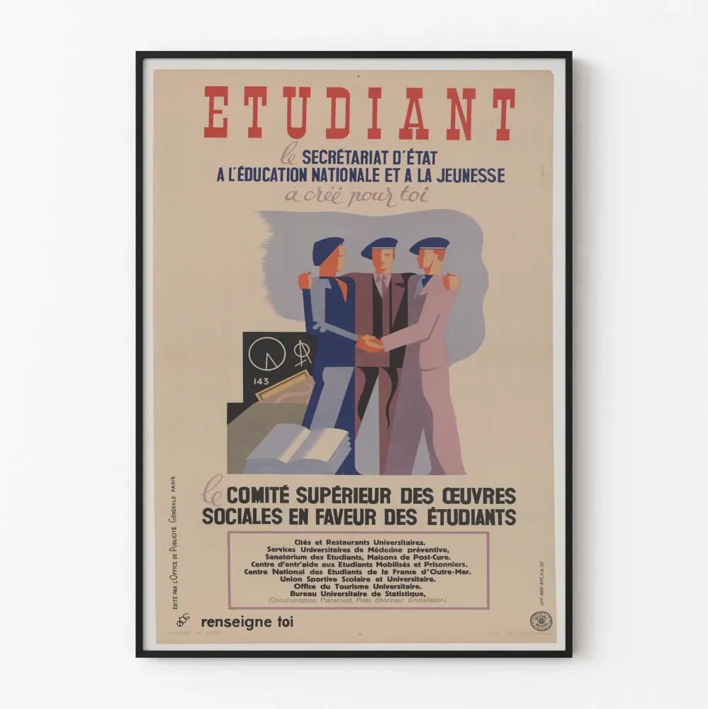 Plakat retro Edukacja Narodowa i Młodzież do dekoracji ściennej dla studentów