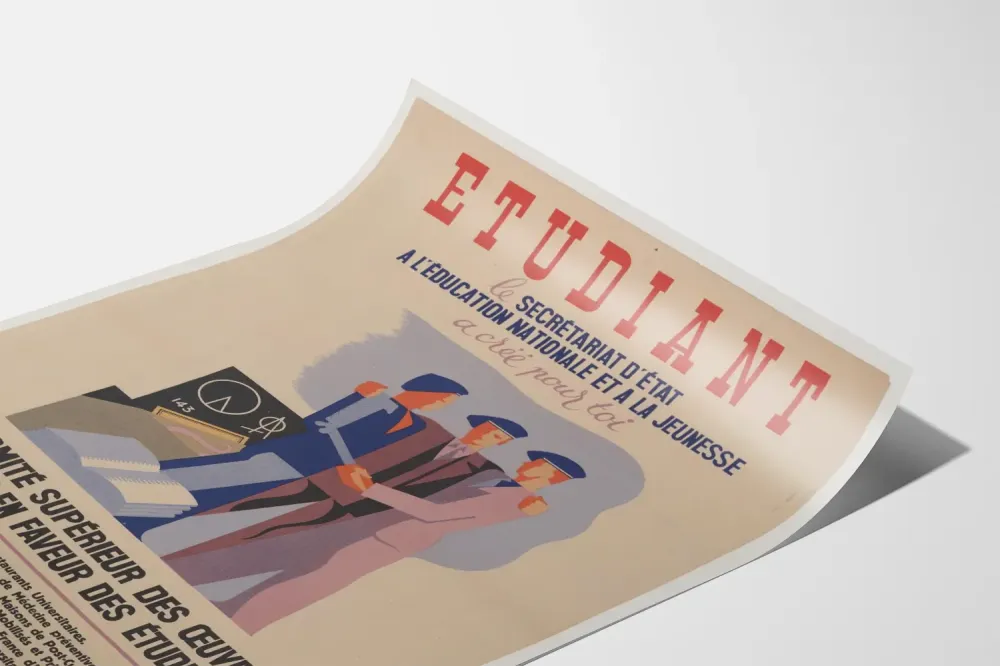Plakat retro Edukacja Narodowa i Młodzież do dekoracji ściennej dla studentów