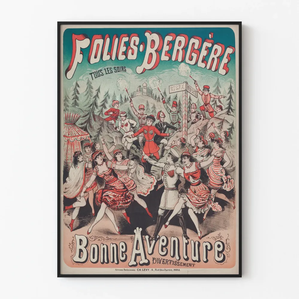 Plakat retro Folies Bergère Bonne Aventure dekoracja ścienna