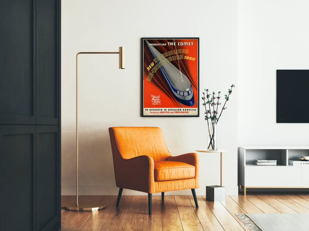Plakat retro kolejowy Comet z klimatyzacją i opływowym kształtem
