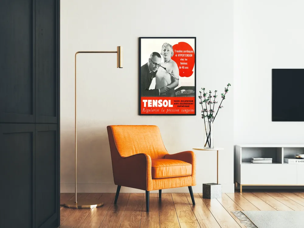 Plakat retro medyczny vintage Tensol Nadciśnienie kobiece