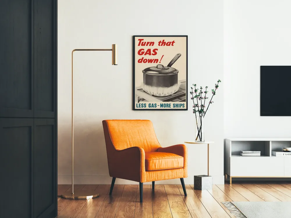 Plakat retro vintage kuchnia oszczędzająca gaz