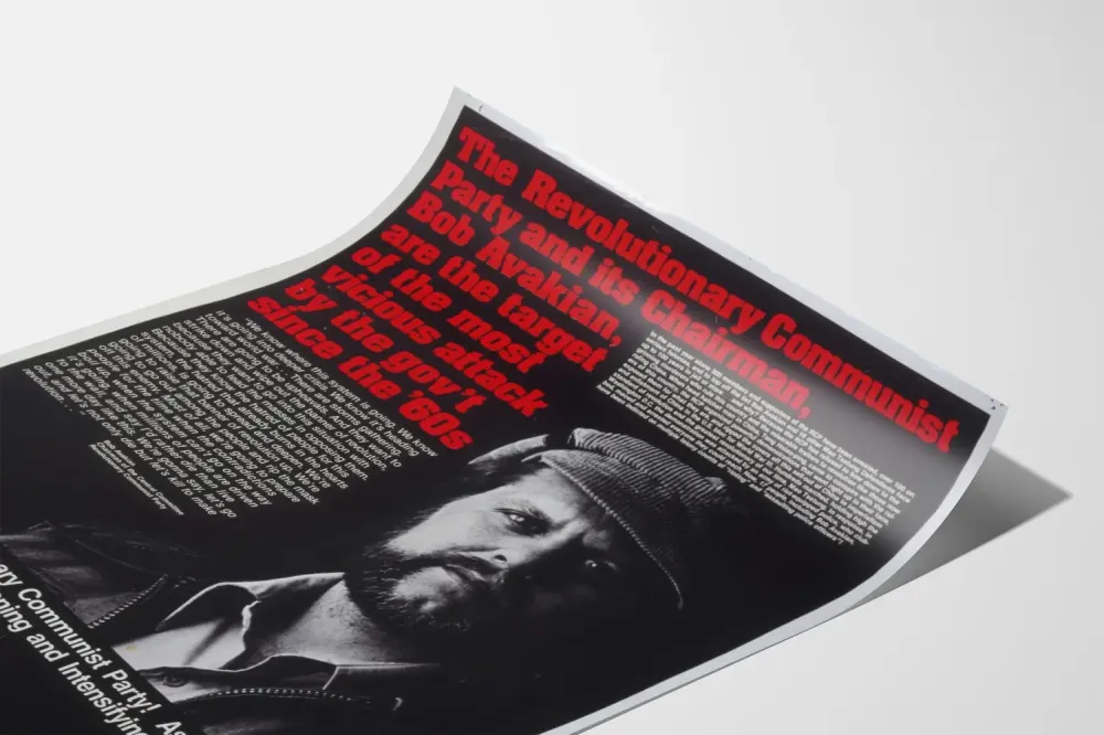 Plakat rewolucjonisty Boba Avakiana i Partii Komunistycznej