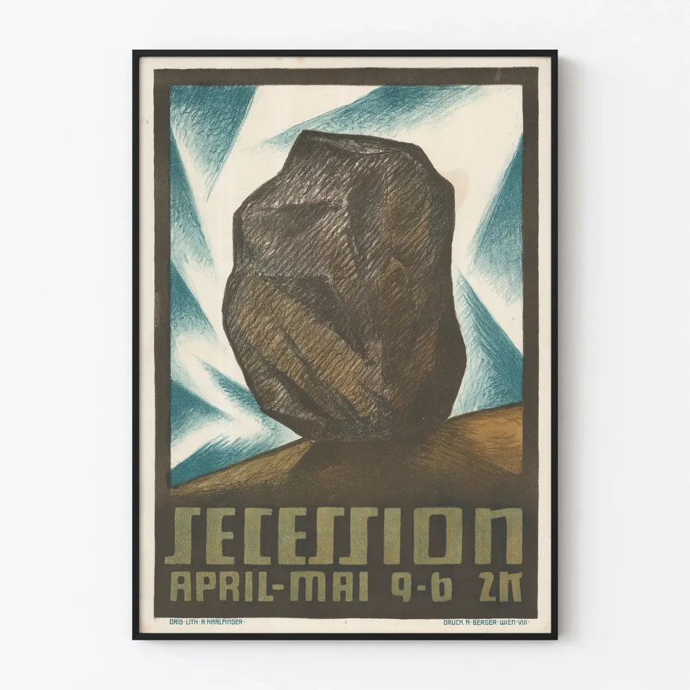 Plakat Secesja z motywem kamienia i światł