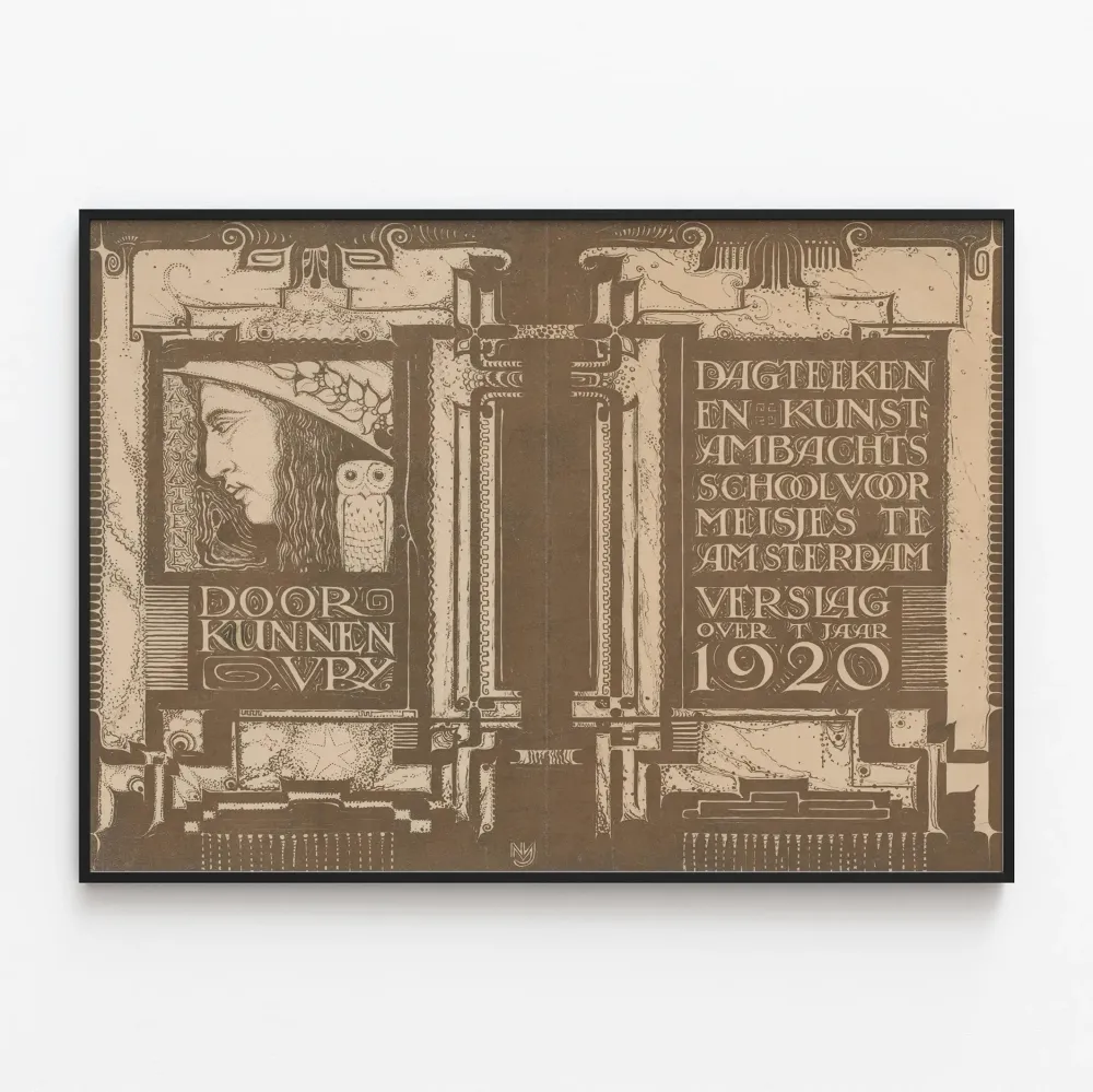 Plakat secesyjny Szkoł Sztuk i Rzemiosł dla Dziewcząt Amsterdam 1920