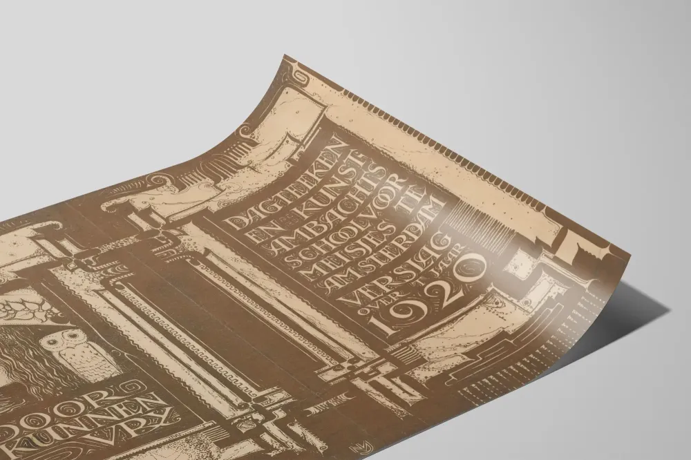 Plakat secesyjny Szkoł Sztuk i Rzemiosł dla Dziewcząt Amsterdam 1920