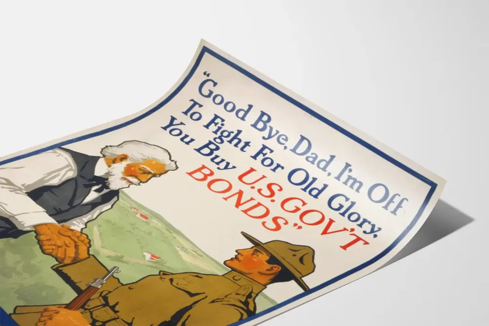 Plakat z serii Vintage Trzeci Emprunt Wolności - Promocja amerykańskich obligacji skarbowych