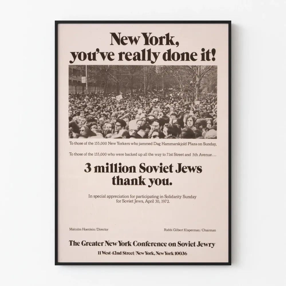 Plakat solidarności z Nowym Jorkiem dla Żydów radzieckich - 1972
