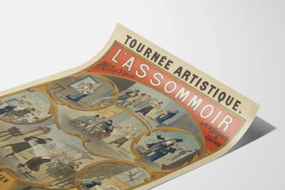 Plakat stary L'Assommoir artystyczna adaptacja Émile Zola