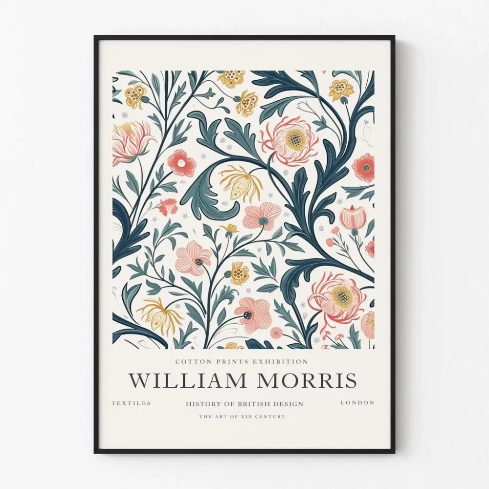 Plakat Stary William Morris - Pastelowe kwiaty