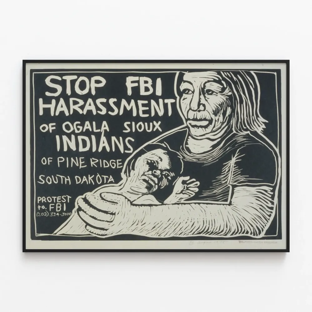 Plakat Stop FBI Harassment Ogala Sioux Pine Ridge