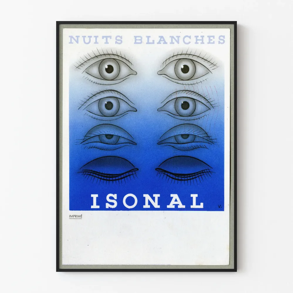 Plakat w stylu art déco Nuits Blanches Isonal niebieski i czarny