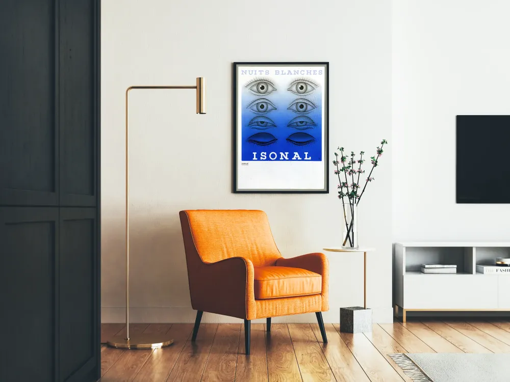 Plakat w stylu art déco Nuits Blanches Isonal niebieski i czarny