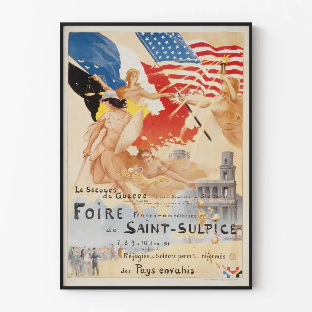 Plakat Targi Franco-Amerykańskie w Saint-Sulpice 1917 - historyczna dekoracja ścienna