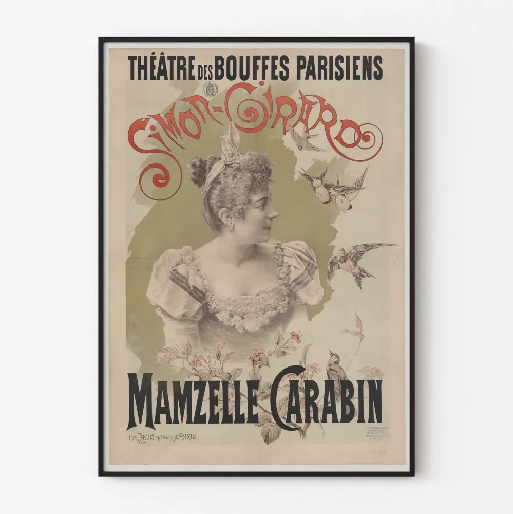 Plakat Teatr Bouffes Parisiens Mamzelle Carabin Simon Girard