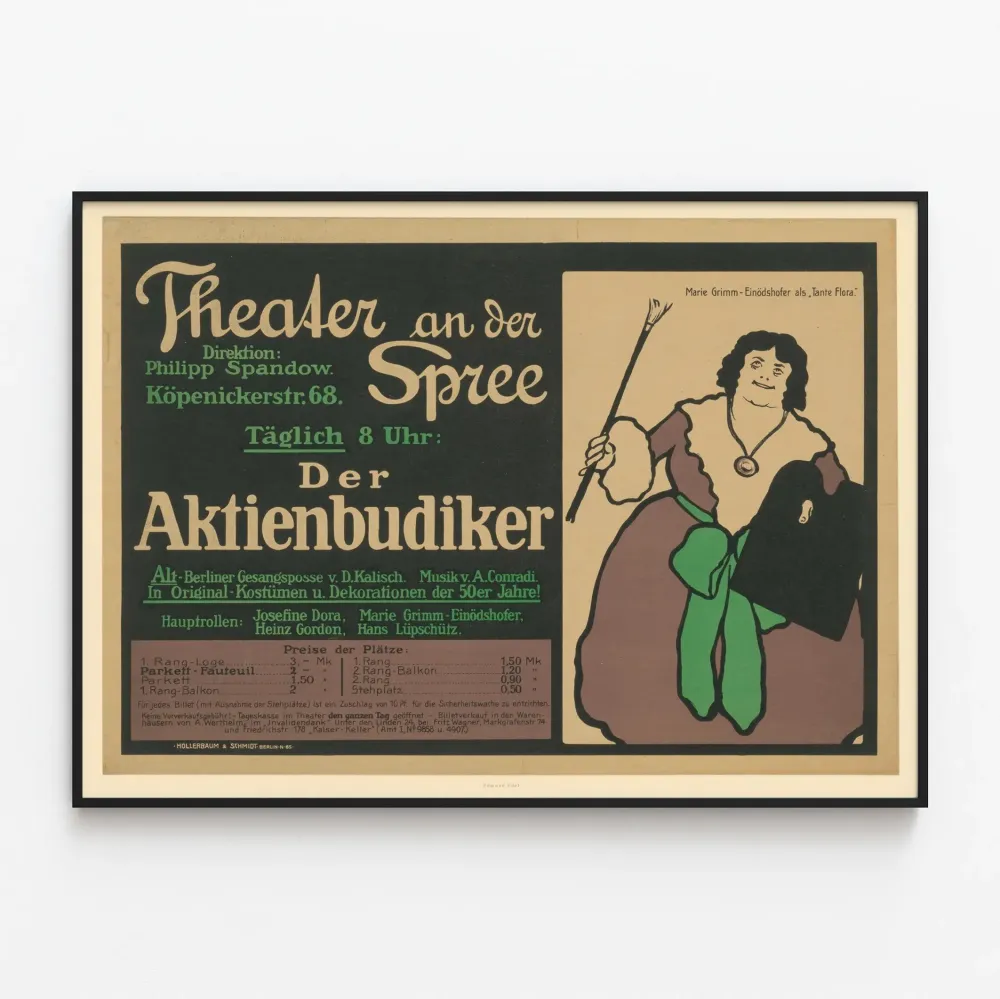 Plakat Teatr der Spree Der Aktienbudiker Marie Grimm jak ciocia Flora