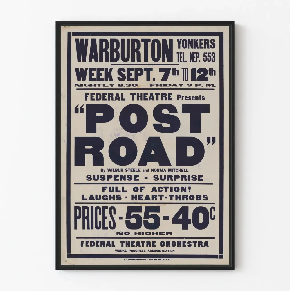 Plakat teatralny vintage „Post Road” Federal Theatre
