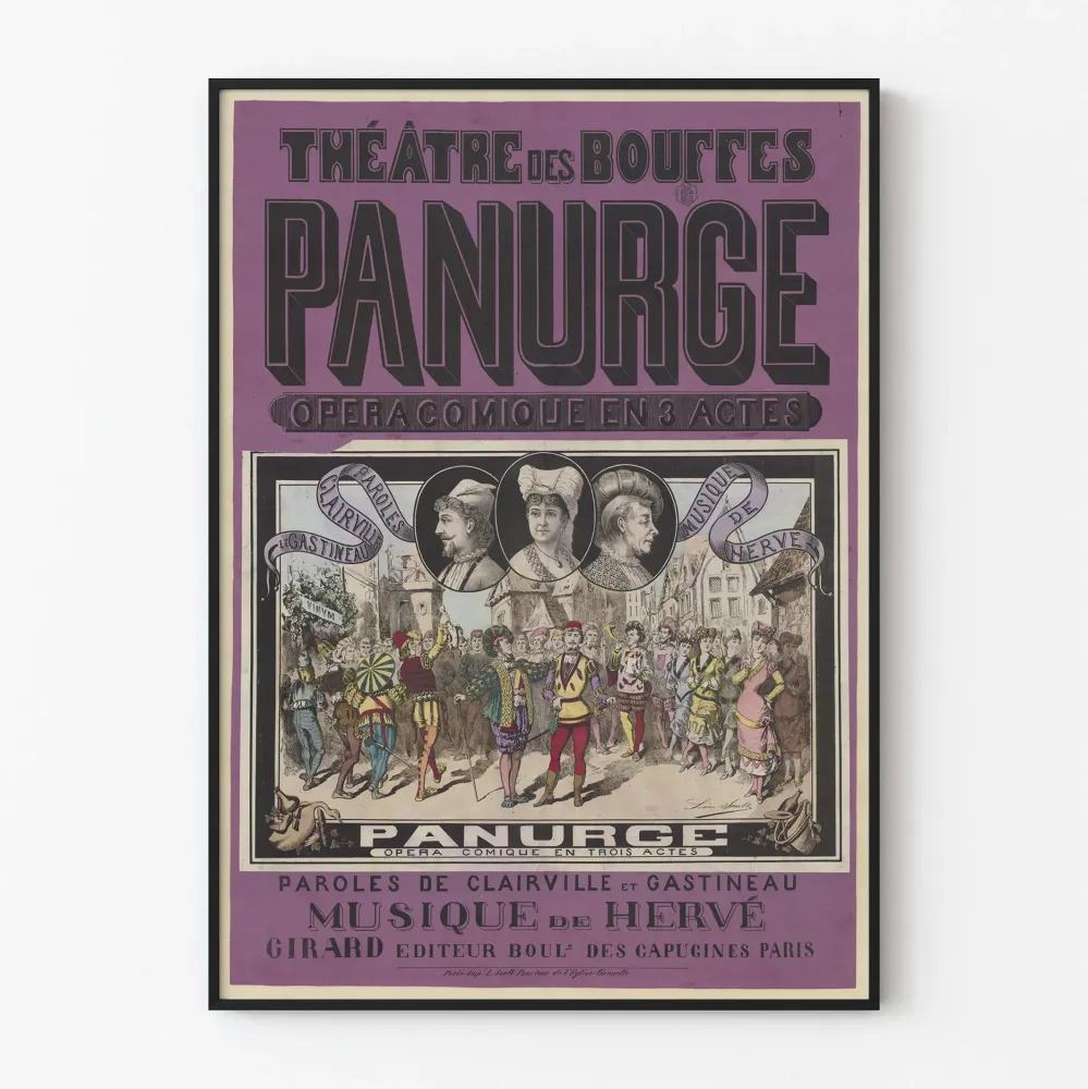 Plakat teatru Panurge opera komiczna w 3 aktach vintage