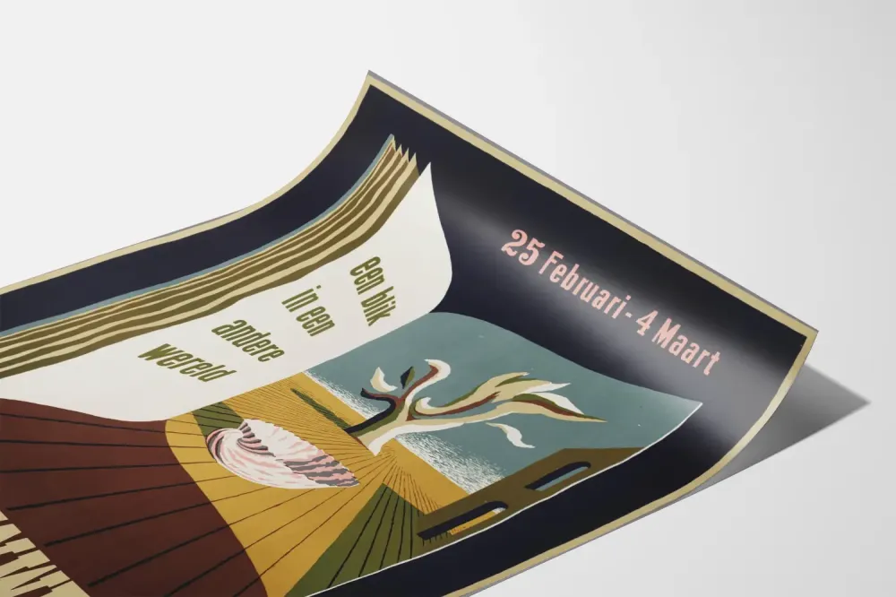 Plakat Tydzień Książki 1950 - Spojrzenie na inny świat