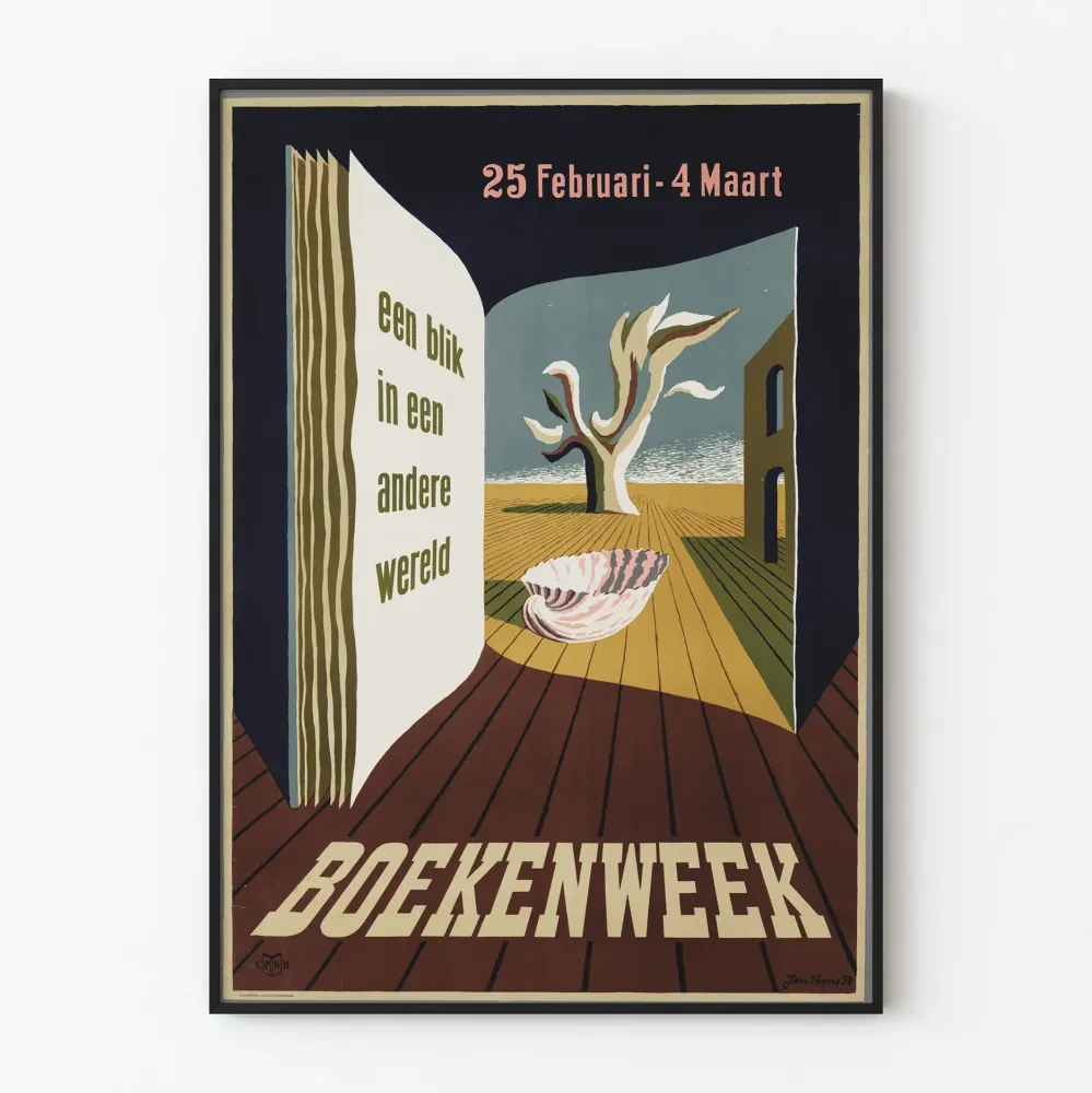 Plakat Tydzień Książki 1950 - Spojrzenie na inny świat